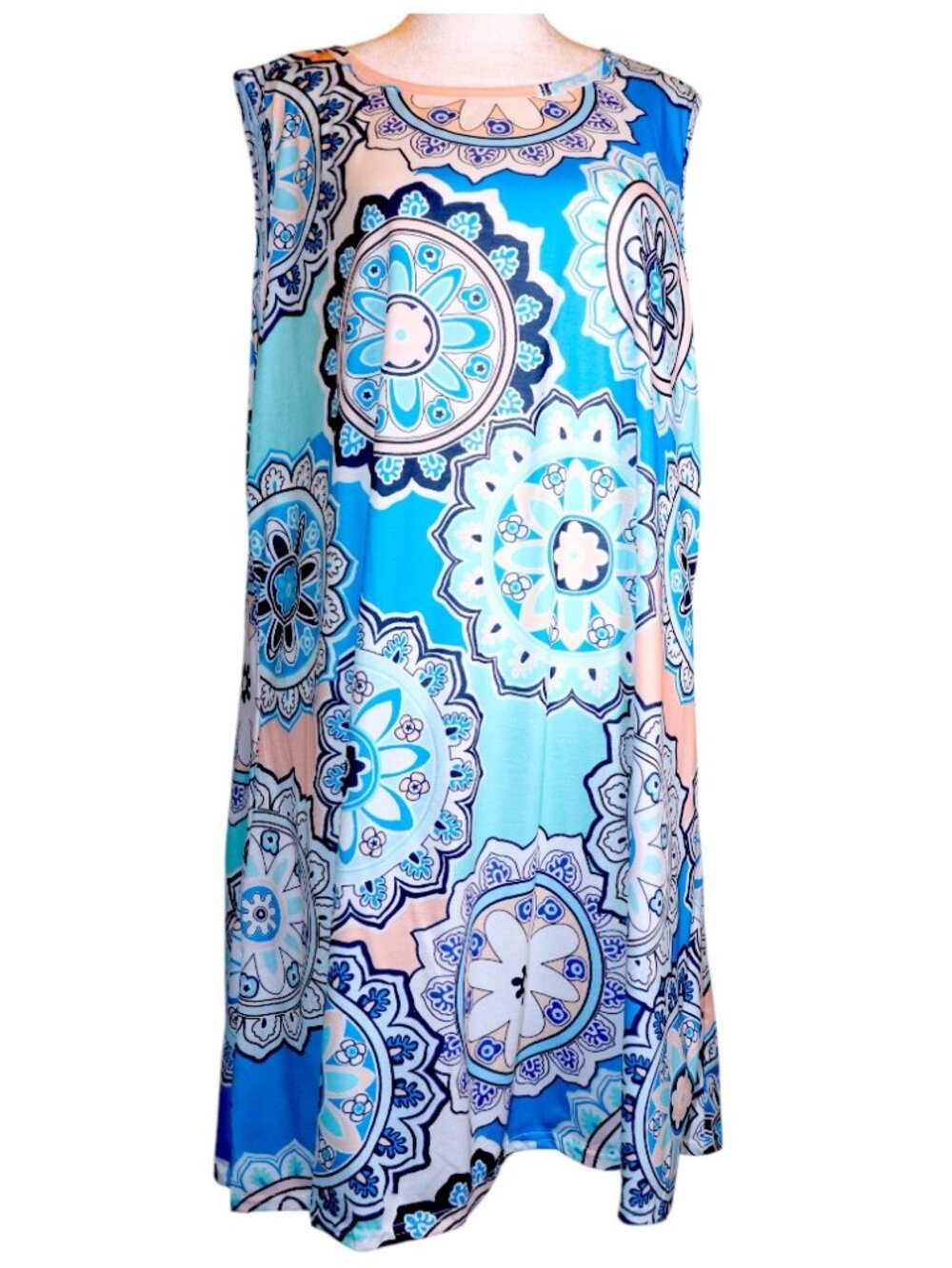 Vrkufie Multicolor Medalion Sleeveless Knee Length Shift Dress Size 3XL NWT - Picture 2 of 6